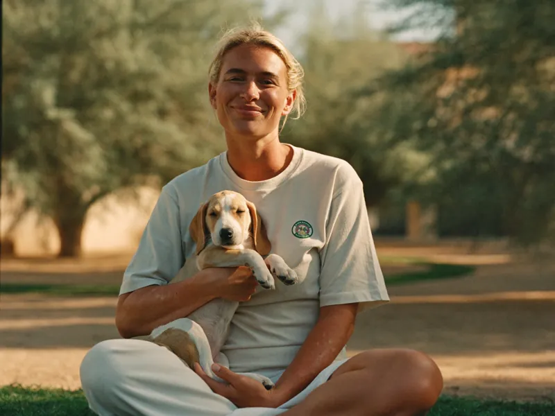A rescue animal being held with care, supported by the Community Fund