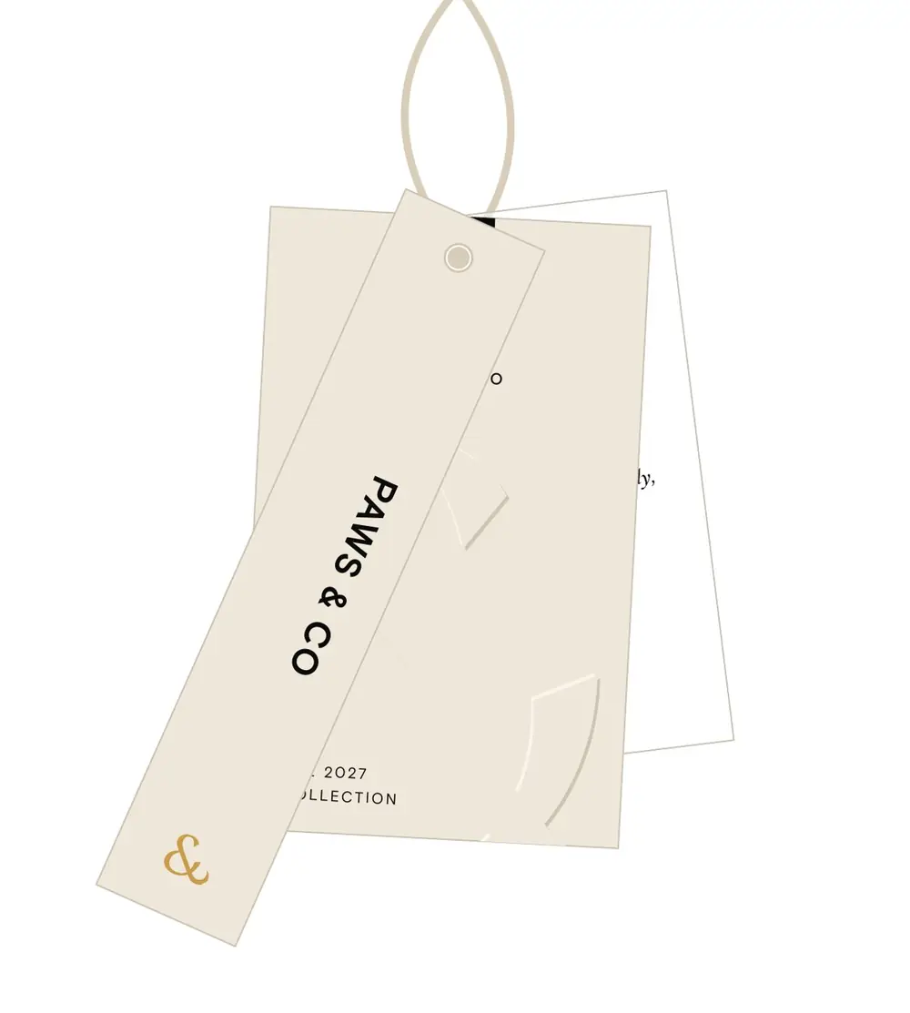 The swing tag set on its cord