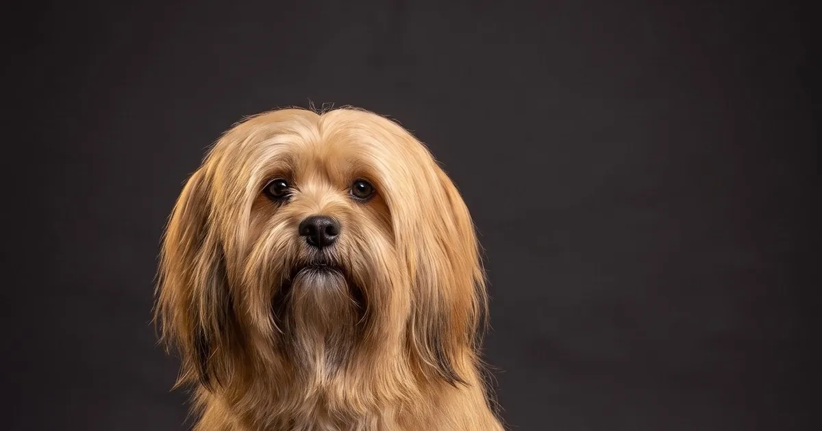 A Lhasa Apso, studio portrait