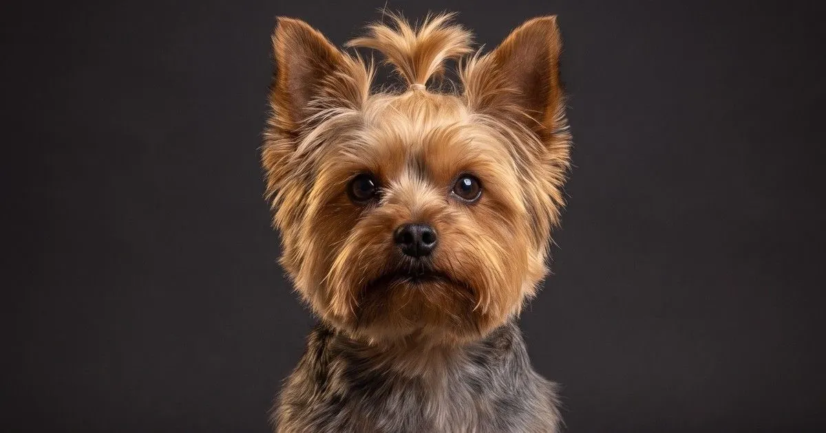 A Yorkshire Terrier, studio portrait