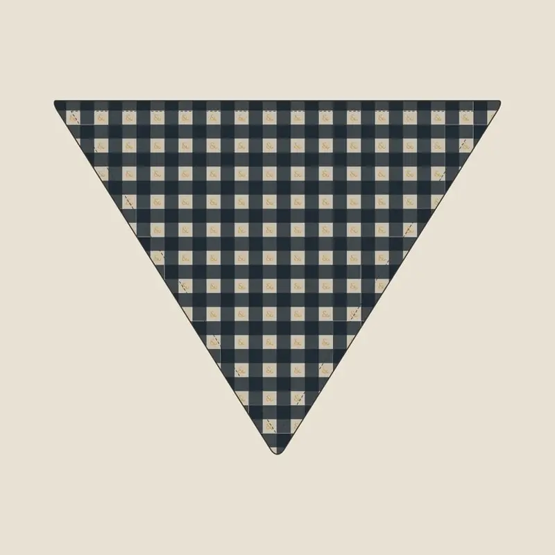 The matching Navy and Stone Check bandana