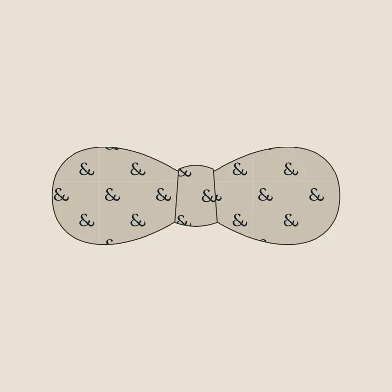 Navy on Stone bow tie, flat