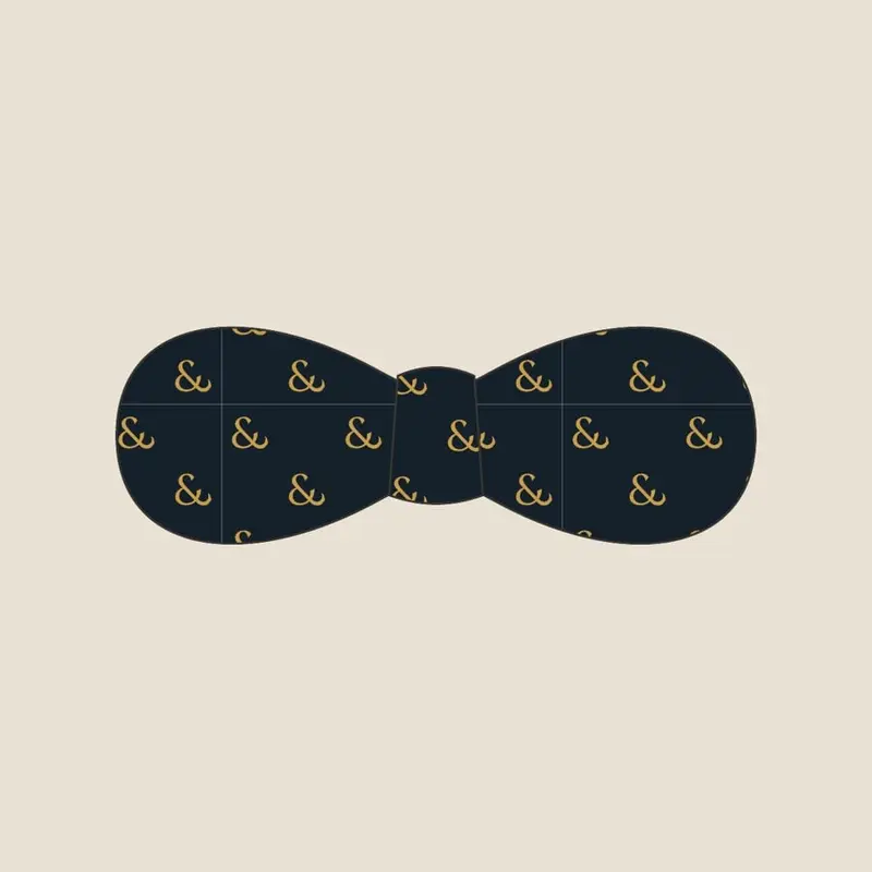 Gold on Navy bow tie, flat