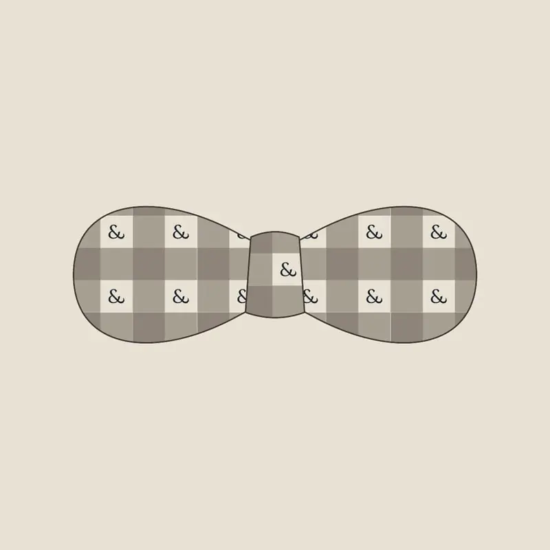Taupe Gingham bow tie, flat