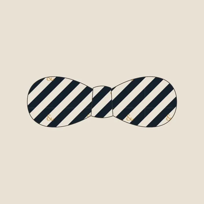 Navy Candy Stripe bow tie, flat