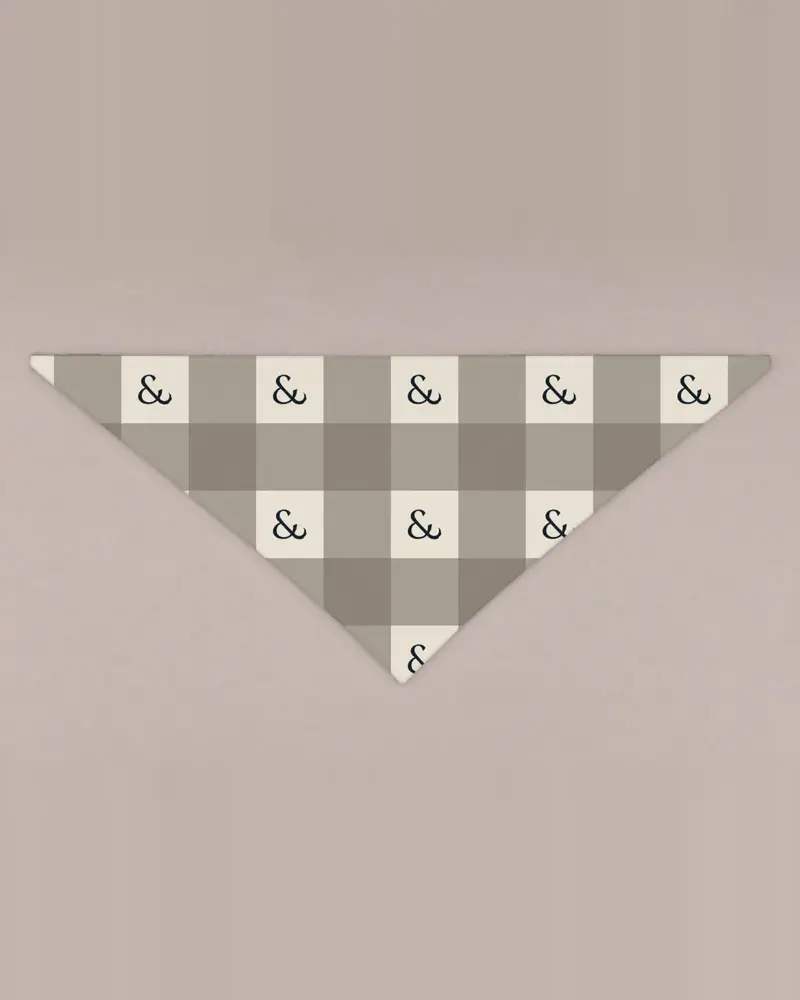 Taupe Gingham bandana, flat