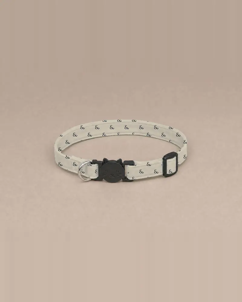 Cat collar, navy on stone