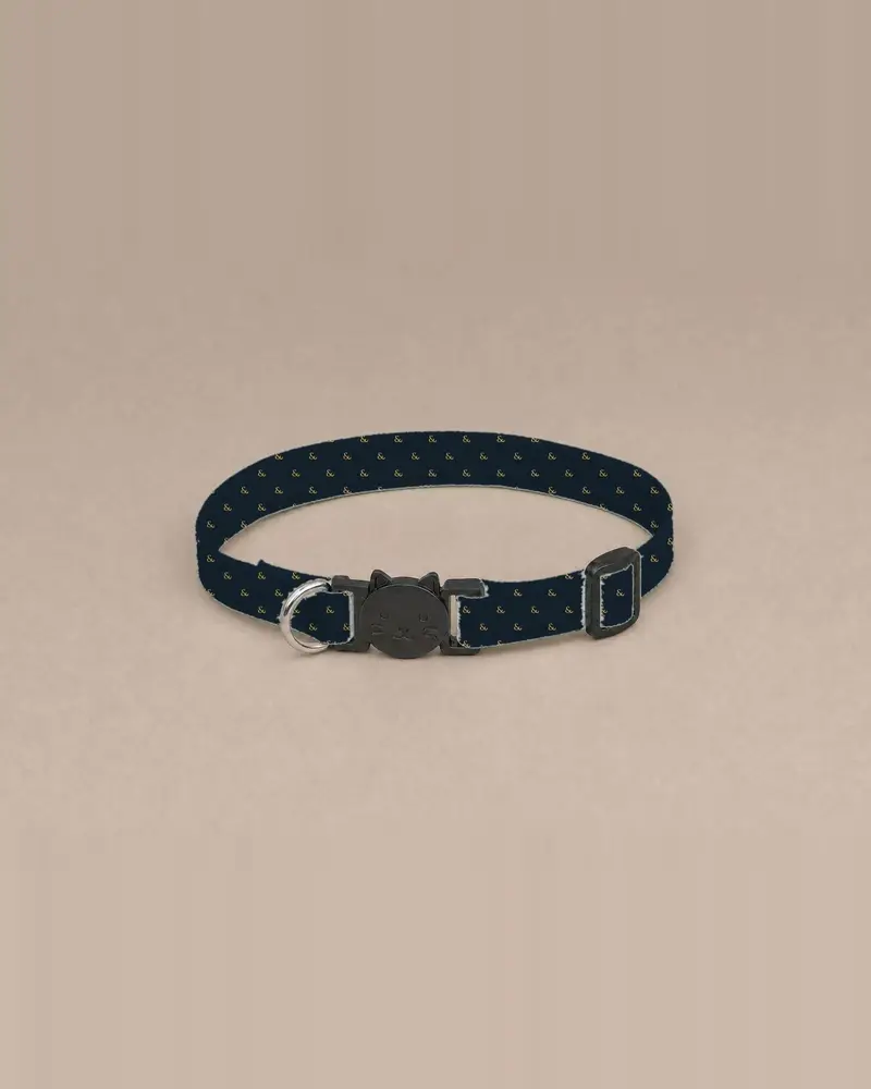 Cat collar, mustard ditsy