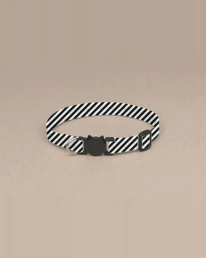 Cat collar, navy candy stripe