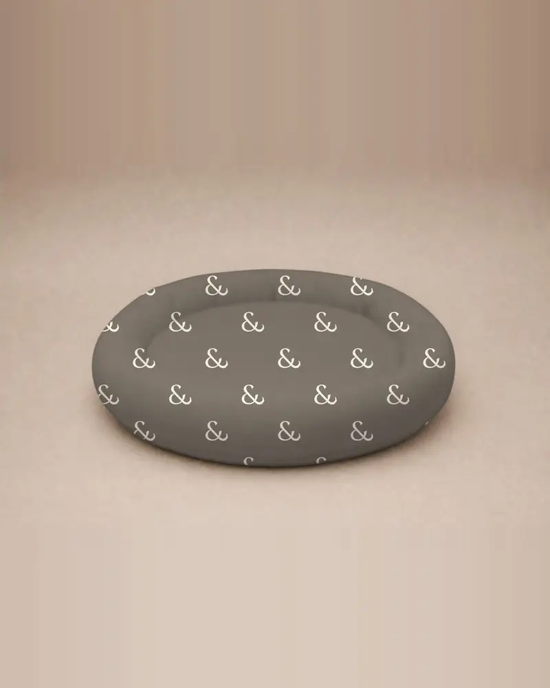 Dog bed, bone on taupe
