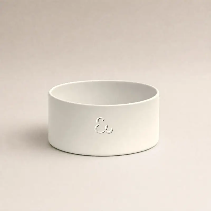 Ceramic dog bowl, cream