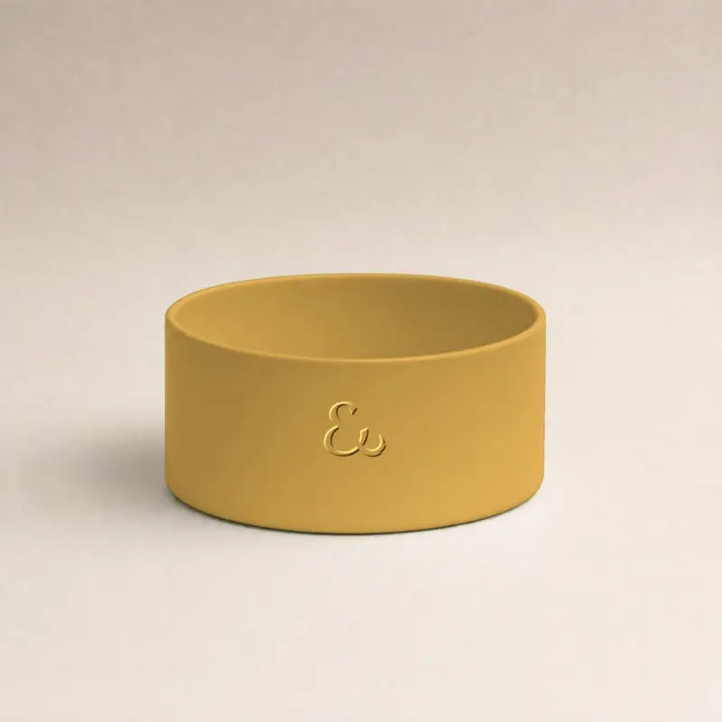 Ceramic dog bowl, gold