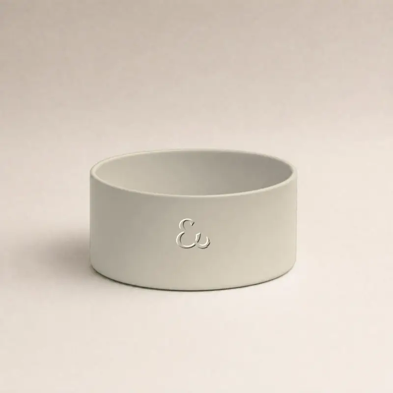 Ceramic dog bowl, stone