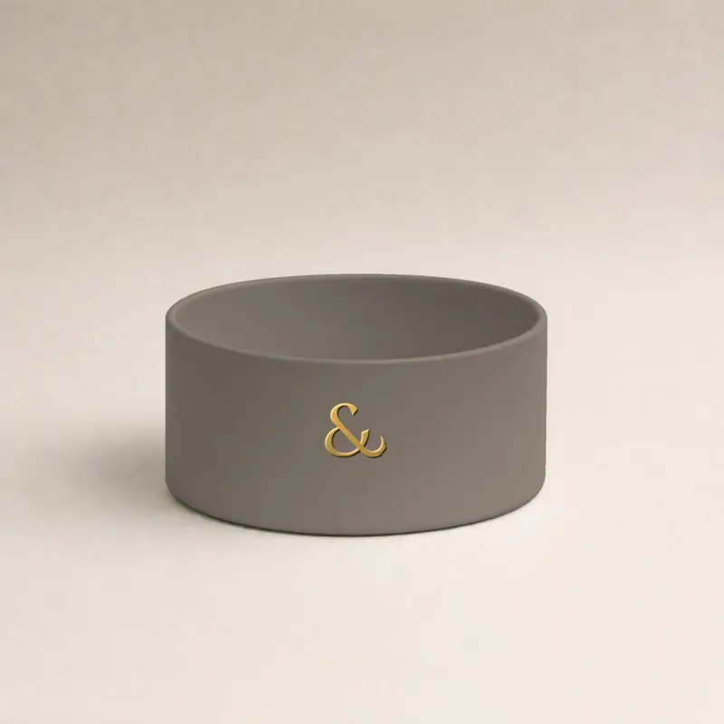 Ceramic dog bowl, taupe