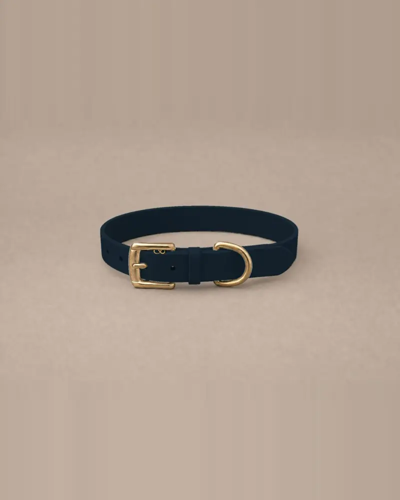 Leather collar, navy