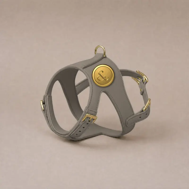 Leather harness, taupe
