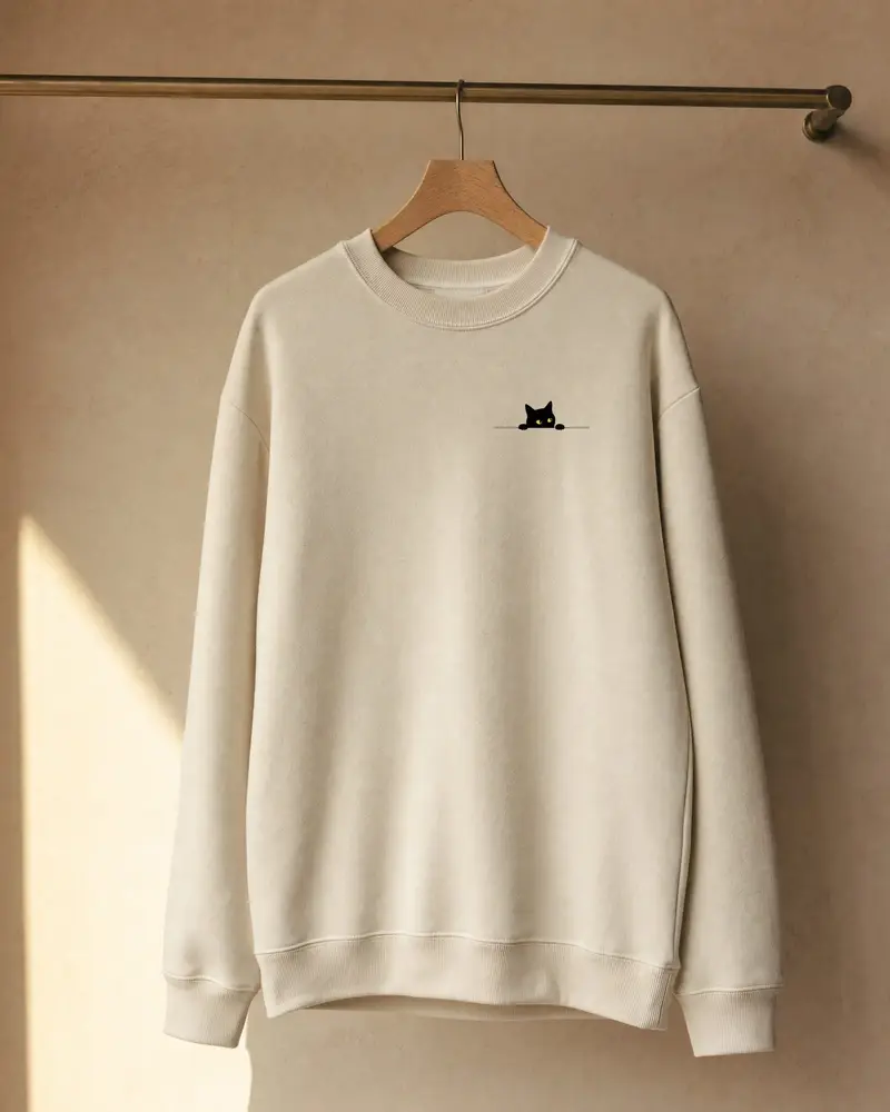 Peeking Cat sweatshirt, worn