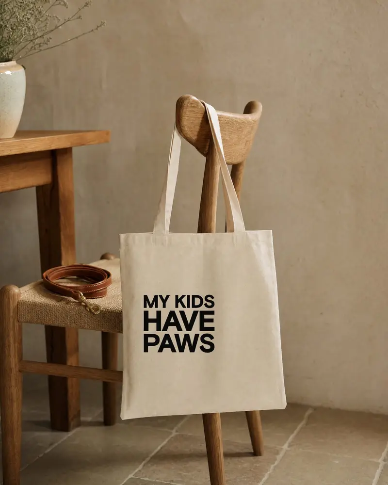 My Kids Have Paws tote, worn