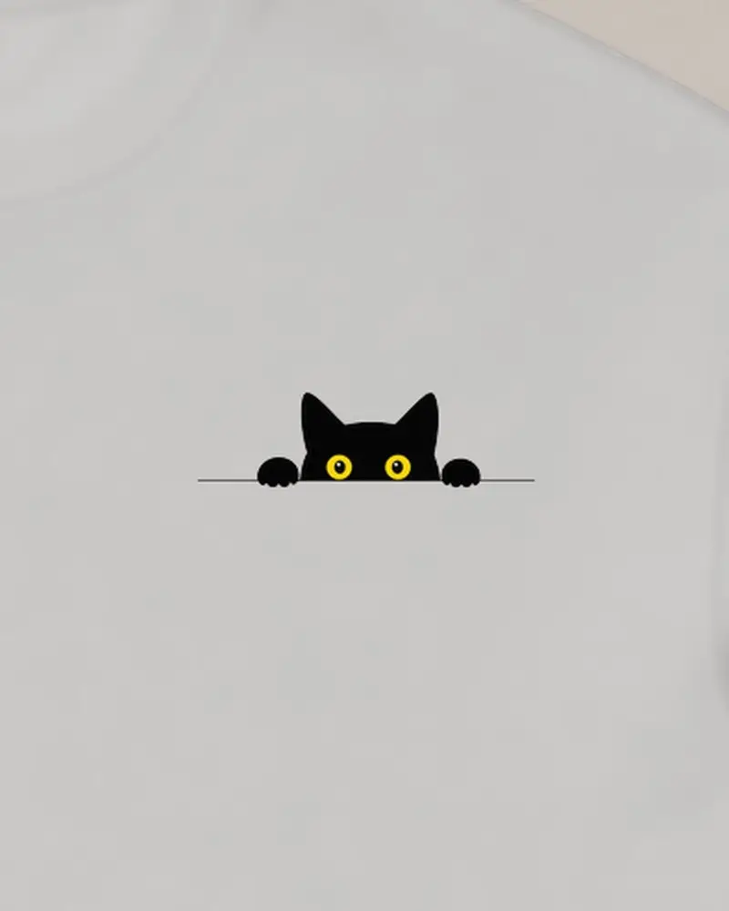 Peeking Cat crew, the print, up close